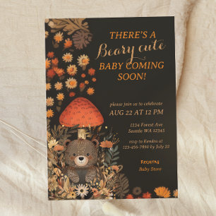 Invitación Beary Cute Mushroom Woodland Forest Baby Shower