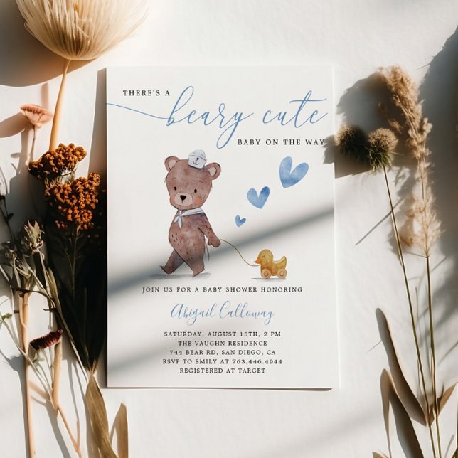 Invitación Beary Cute Teddy Bear Boy Baby Shower (Subido por el creador)