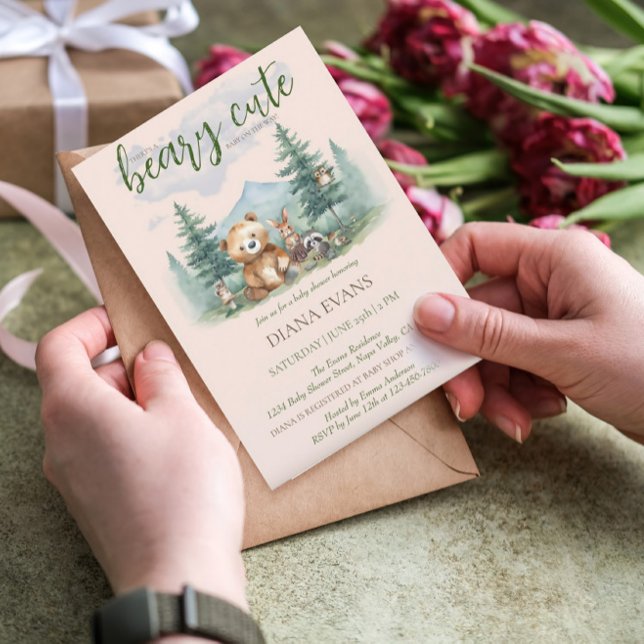 Invitación Beary Cute Woodland Animals Watercolor Baby Shower (Subido por el creador)