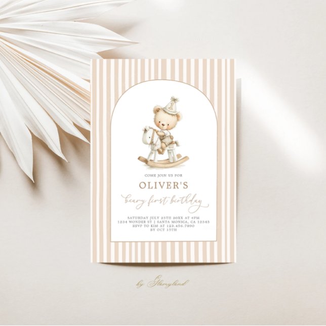 Invitación Beary First Birday Boy (Subido por el creador)