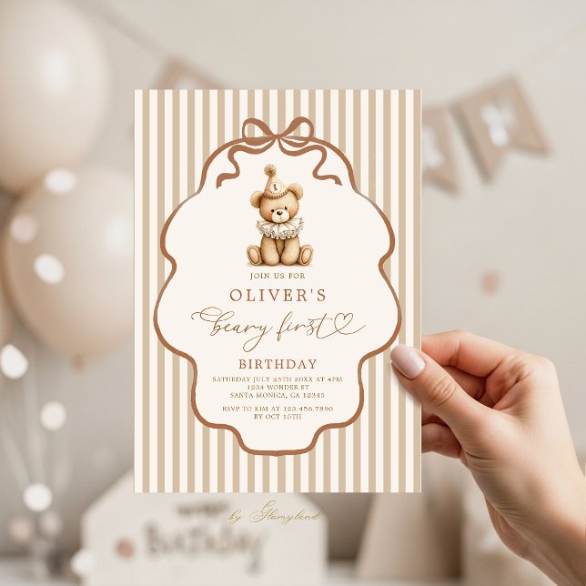 Invitación Beary First Birthday (Subido por el creador)