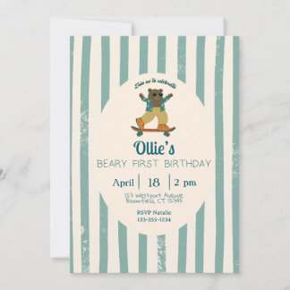 Invitación Beary First Birthday Party Invitation