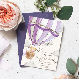 Invitación Beary First Teddy Bear Hot Air Balloon Birday