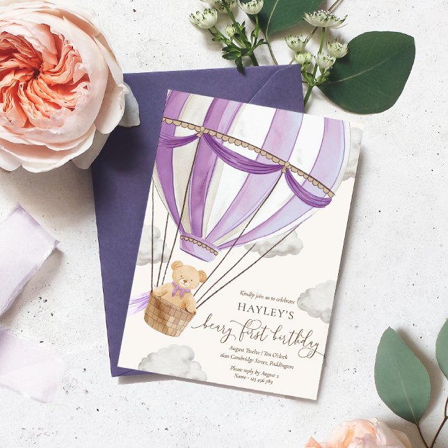 Invitación Beary First Teddy Bear Hot Air Balloon Birday (Subido por el creador)