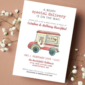Invitación Beary Special Delivery Baby Shower