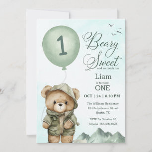 Invitación Beary Sweet First Birthday Invitation