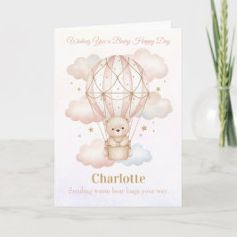 Invitación Beary Sweet Hot Air Balloon Birthday Greeting Card
