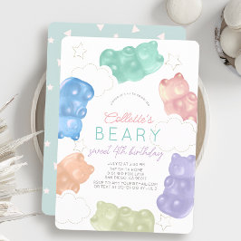 Invitación Beary Sweet Pastel Gummy Bear Chica Cumpleaños