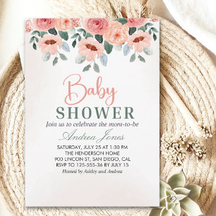 Invitación Beatiful Water Color Flowers Garden Baby Shower