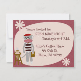 Invitación Beatnik Sock Monkey Divertido Cincuenta Poetas de 
