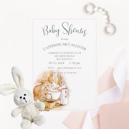 Invitación Beatrix Potter Bunny Chica rosa Baby Shower