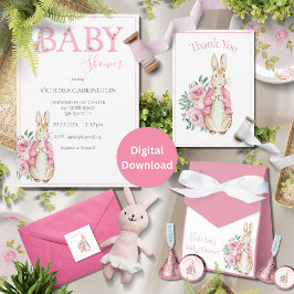Invitación Beatrix Potter Bunny Rabbit Watercolor Baby Shower