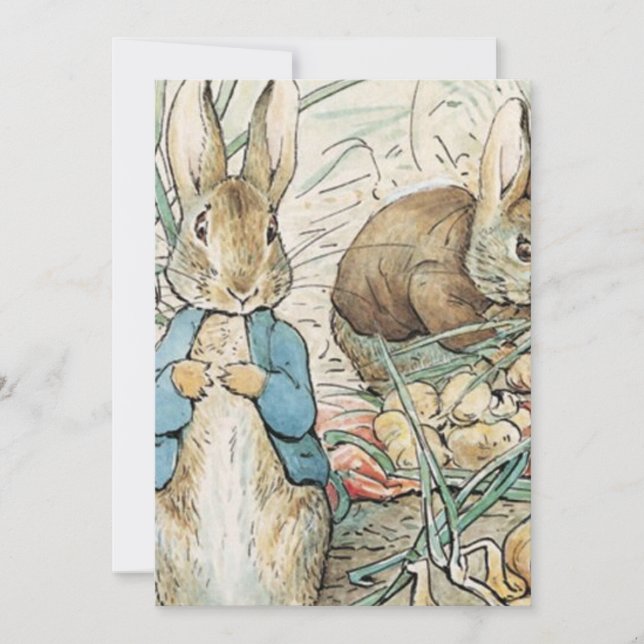 Invitación Beatrix Potter Peter Rabbit Y Benjamin Bunny (Anverso)
