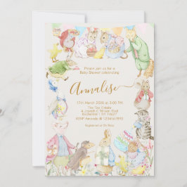 Invitación Beatriz Peter the Rabbit Woodland Baby Shower