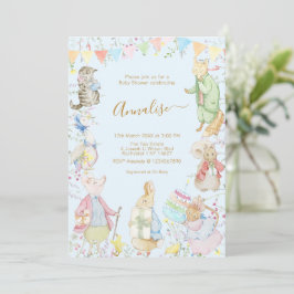 Invitación Beatriz Peter the Rabbit Woodland Baby Shower