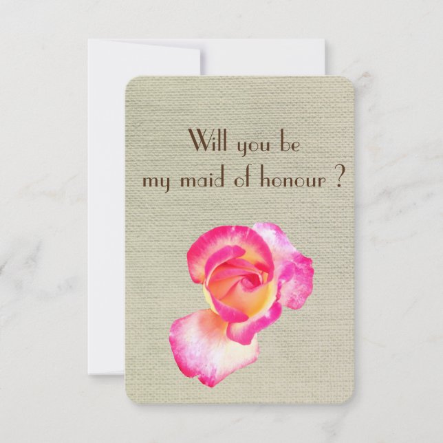 Invitación Beautif Rosa Flor, ¿Serás mi criada de honor? (Anverso)