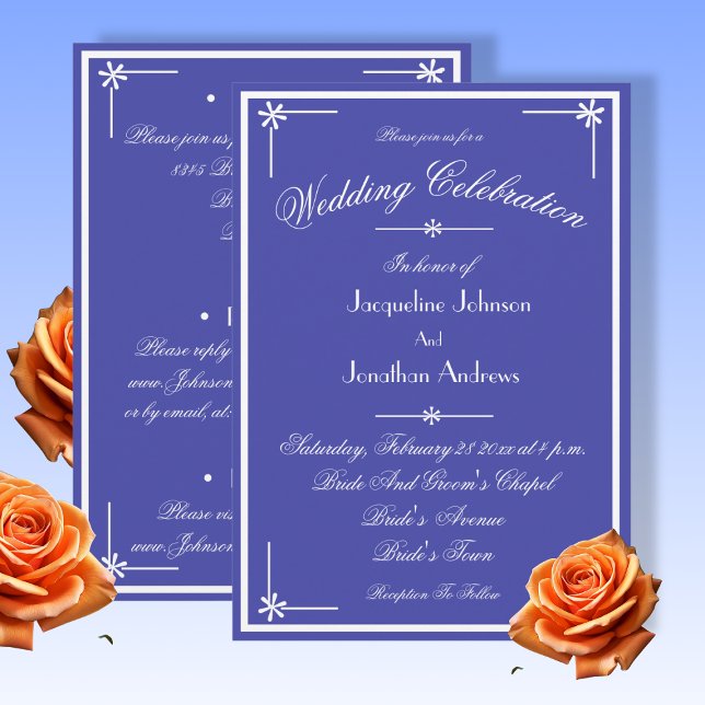 Invitación Beautiful Blue All In One RSVP Website Wedding (Beautiful Blue All In One RSVP Wedding Invitation. Add your own details, Website, email etc.  )