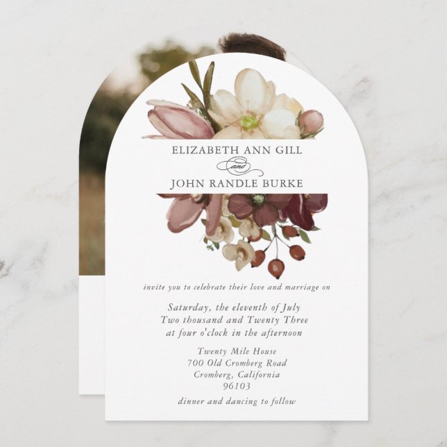 Invitación Beautiful boho rose & neutral wedding  (Anverso / Reverso)