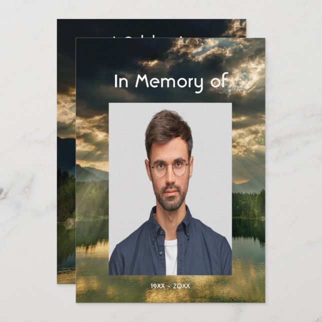 Invitación Beautiful Celebration of Life Service  Lake Beach (Anverso / Reverso)