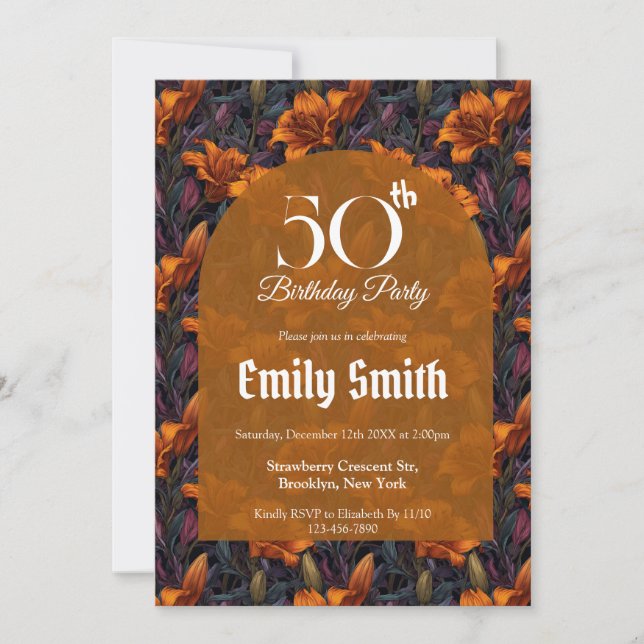 Invitación Beautiful Lilies Accent Adult Birthday (Anverso)