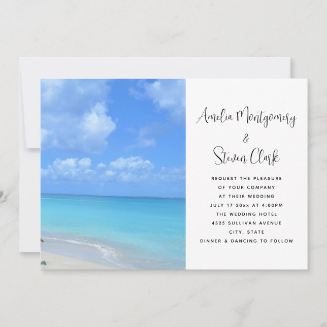 Invitación Beautiful Turquoise Tropical Beach Wedding (Anverso)