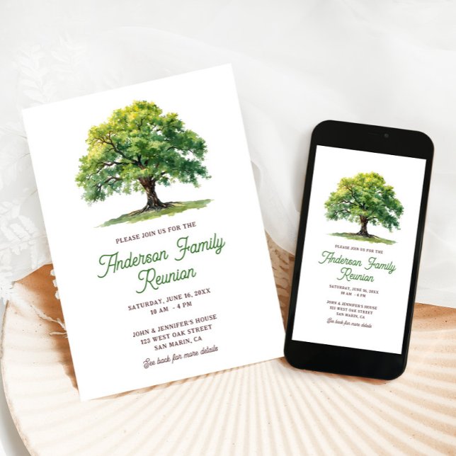 Invitación Beautiful Watercolor Oak Tree Family Reunion  (Subido por el creador)