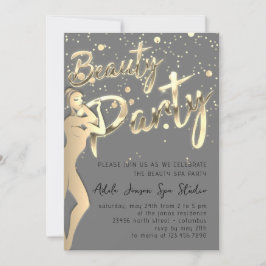 Invitación Beauty Body Fiesta descarga instantánea Gris dorad
