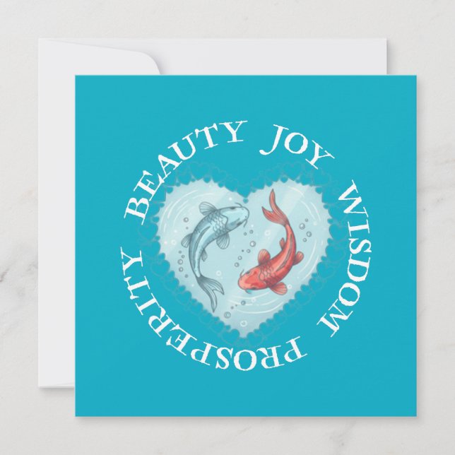 Invitación Beauty , Joy, Wisdom Prosperity Koi  (Anverso)