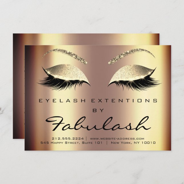 Invitación Beauty Lashes Extensión Después de la Instrucción  (Anverso / Reverso)