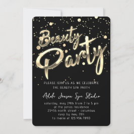 Invitación Beauty SPA Fiesta descarga instantánea oro negro
