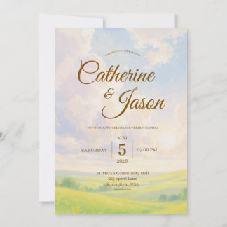 Invitación Beauty Watercolor Scenery Wedding Invitation