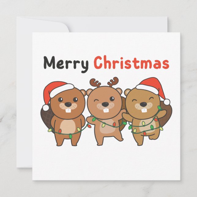 Invitación Beaver Christmas Animals Beavers Merry Christmas I (Anverso)