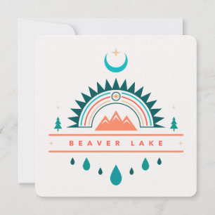 Invitación beaver lake boho luna arco iris