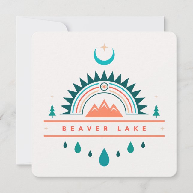 Invitación beaver lake boho luna arco iris (Anverso)