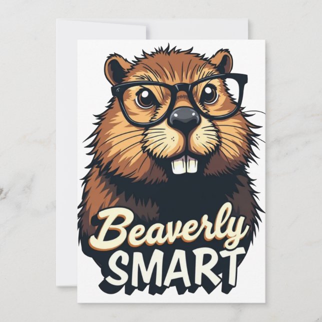 Invitación Beaverly Smart - Gráfica divertida de castores con (Anverso)