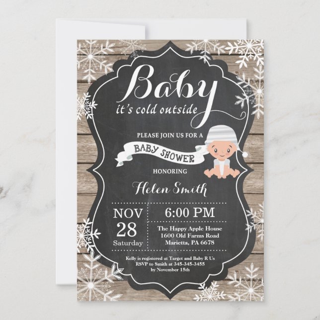 Invitación Beba el frío fuera de Baby Shower (Anverso)
