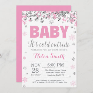 Invitación Beba el frío fuera de Baby Shower Chica rosado pla