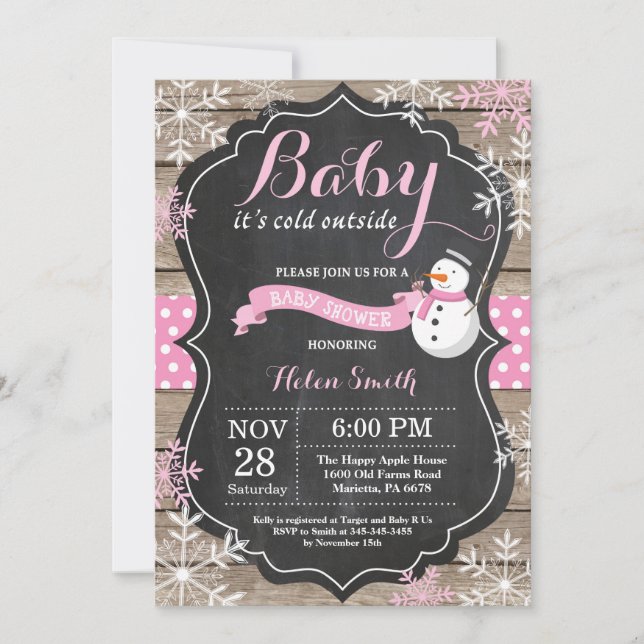 Invitación Beba el frío fuera de la Baby Shower de Snowman Ch (Anverso)