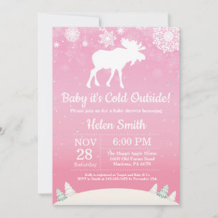 Invitación Beba el frío fuera de Moose Chica Baby Shower