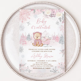 Invitación Beba su frío exterior Chica Baby Shower