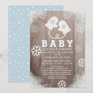 Invitación Beba su frío fuera del Baby Shower de unidad azul
