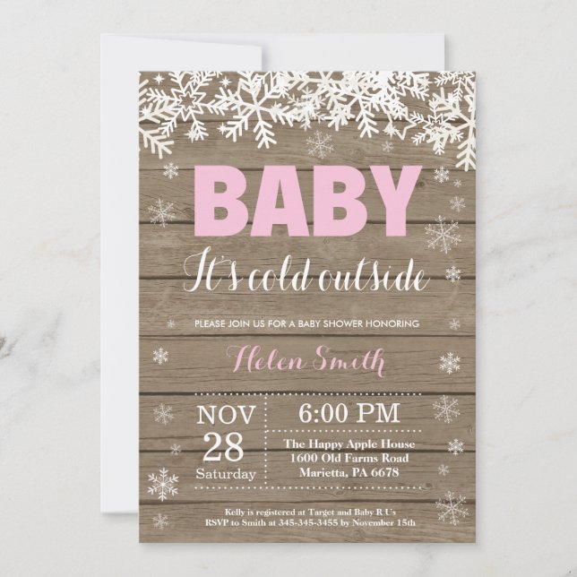 Invitación Beba su frío fuera del Chica de invierno Baby Show (Anverso)