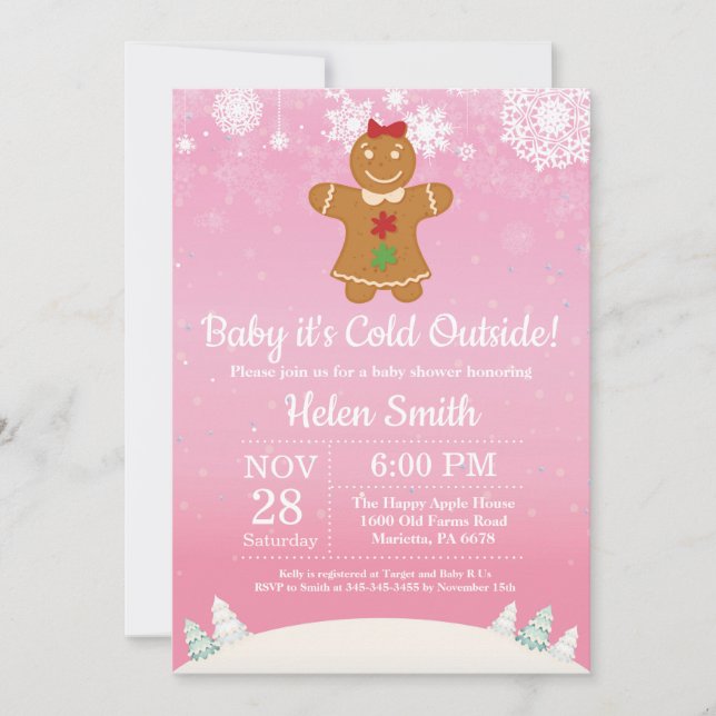 Invitación Beba su frío fuera del Chica de invierno Baby Show (Anverso)