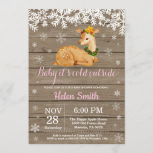 Invitación Beba su frío fuera del Chica de venados de inviern
