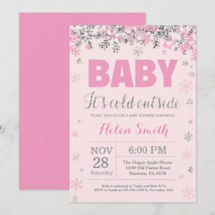 Invitación Beba su frío fuera del Chica rosado Baby Shower