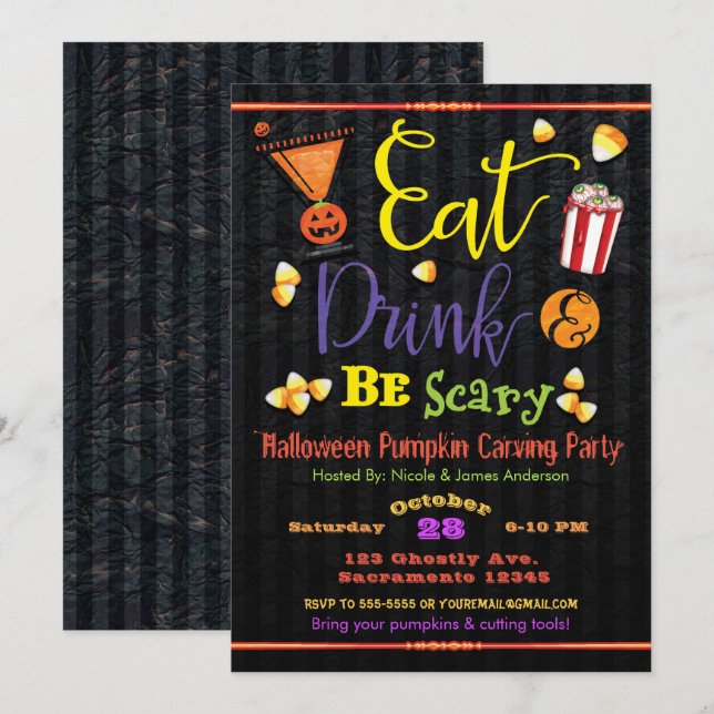 Invitación Beba y asusta Fiesta de disfraces de Halloween (Anverso / Reverso)