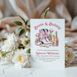 Invitación Beba y cabaña de gallina de vaca rosa ducha de nov