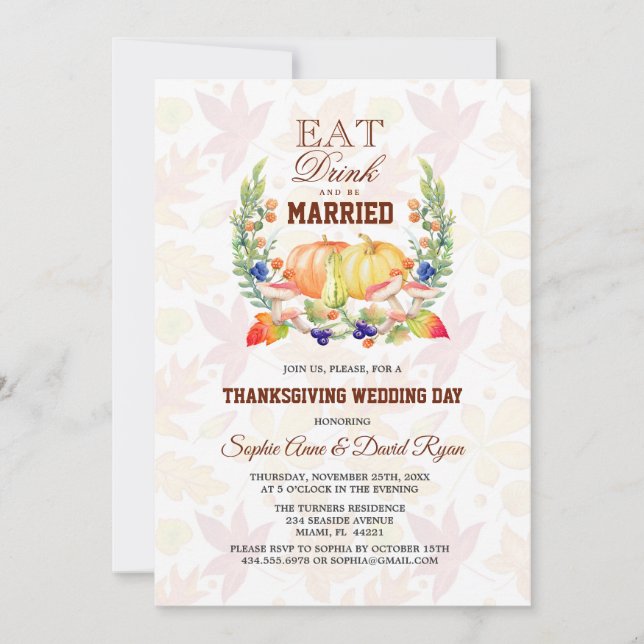 Invitación Beba y cásate con el Boda del Día de Acción de Gra (Anverso)