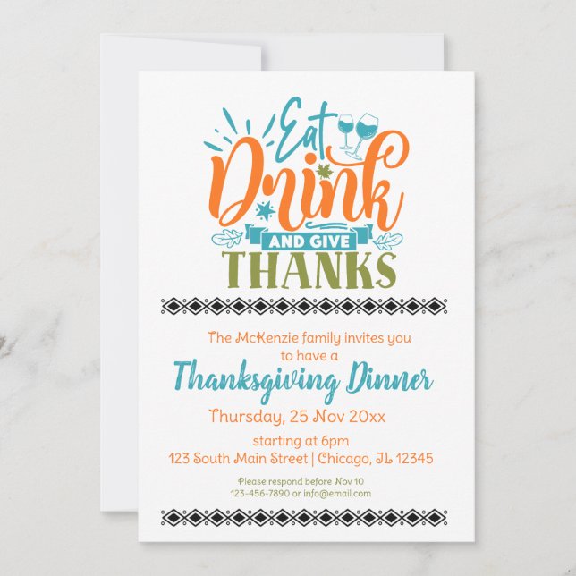 Invitación Beba y da las gracias (Anverso)