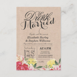 Invitación Beba y sé Boda de Linen Floral de Moda casada